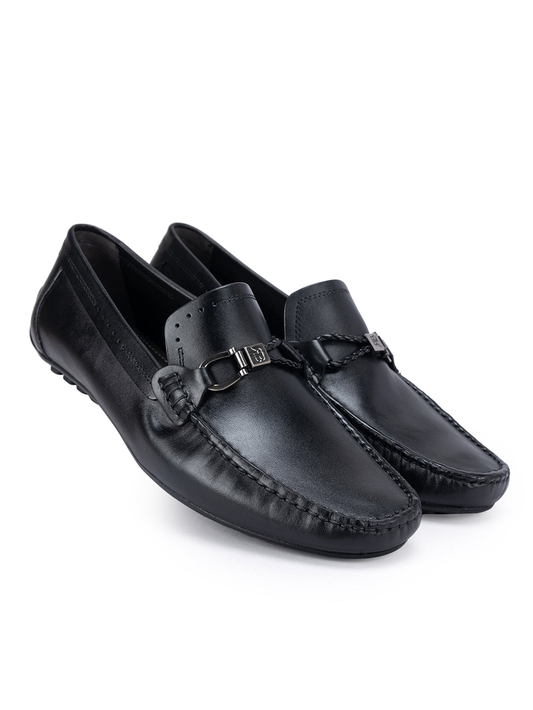 Black Moccasins With Logo Embellishment