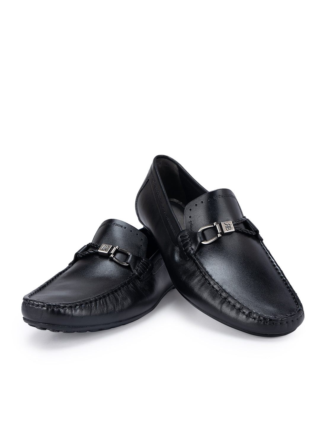 Black Moccasins With Logo Embellishment