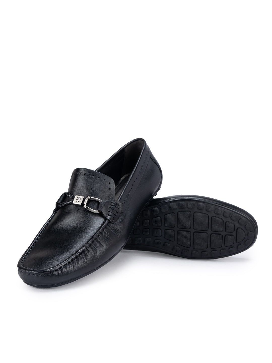 Black Moccasins With Logo Embellishment