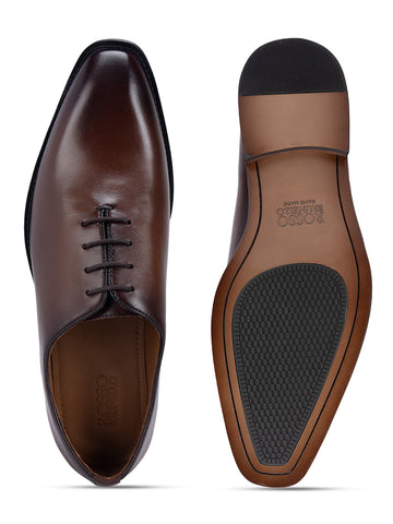 Coffee Plain Leather Lace Ups