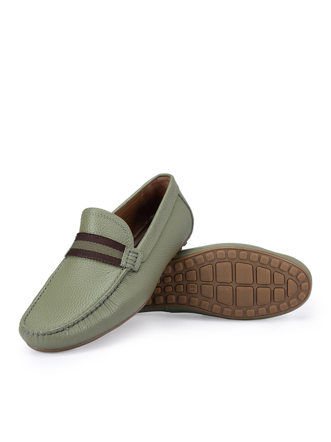 Green Moccasins With Contrast Panel