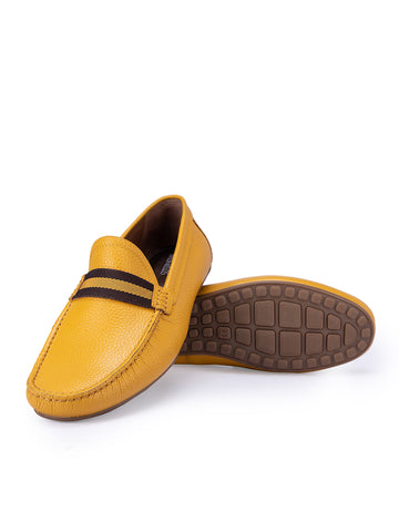 Mustard Moccasins With Contrast Panel