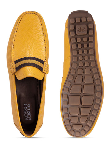 Mustard Moccasins With Contrast Panel