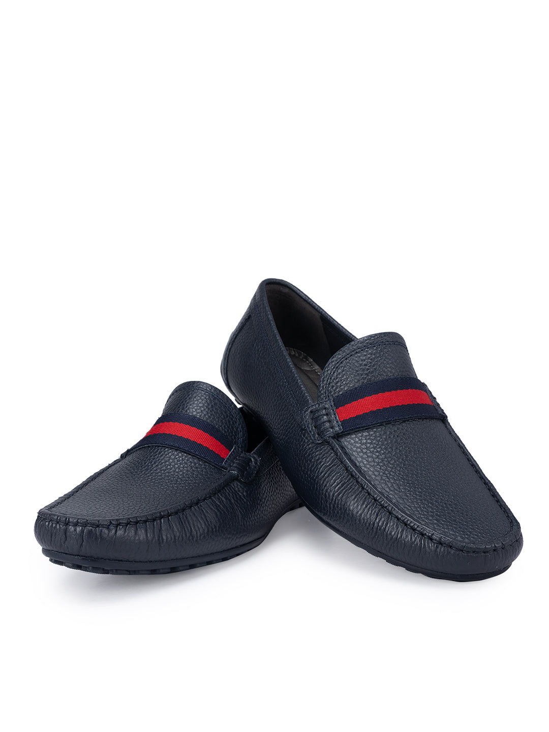Navy Moccasins With Contrast Panel