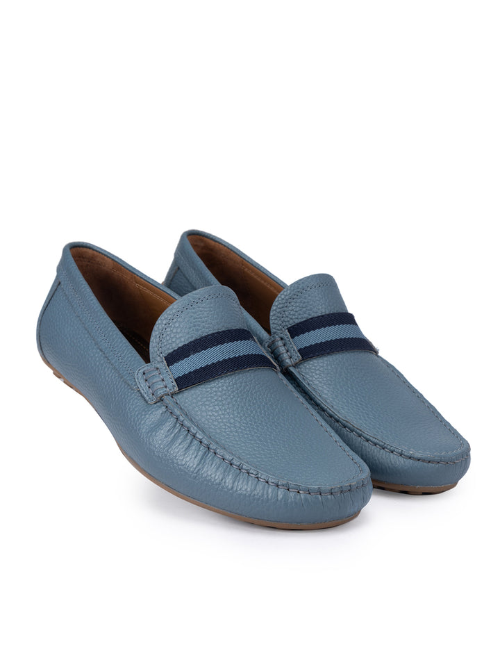 Blue Moccasins With Contrast Panel