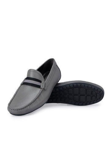 Grey Moccasins With Contrast Panel