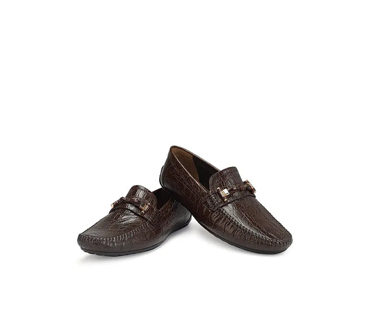 Coffee Croco Textured Moccasins