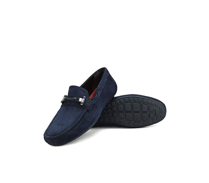 Navy Suede Leather Moccasins