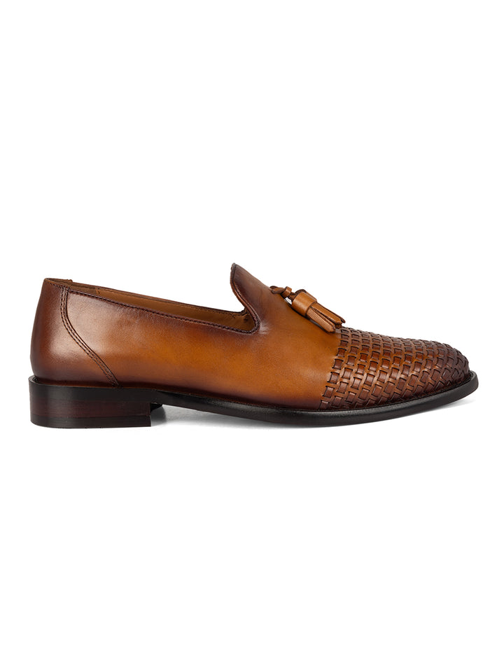 Tan Leather Loafers With Tassels