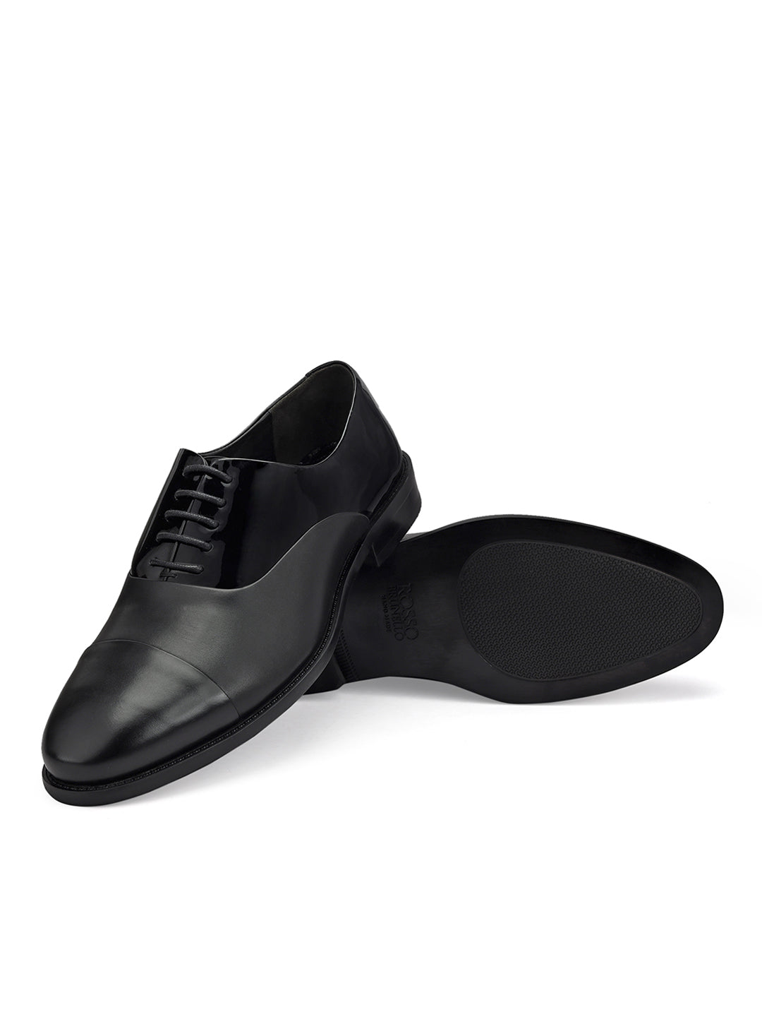 Black Leather Cap Toe Lace Ups