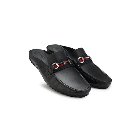 Black Mules With Contrast Panel