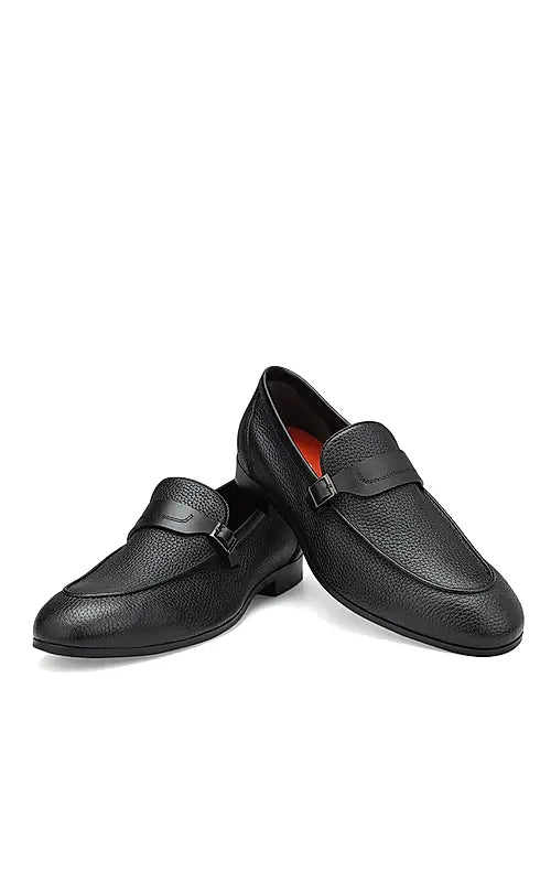 Black Loafers With Panel On Top