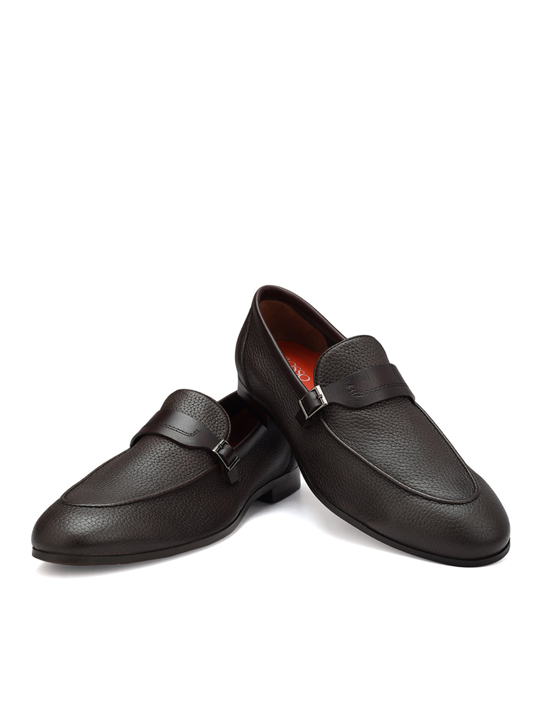 Coffee Loafers With Panel On Top