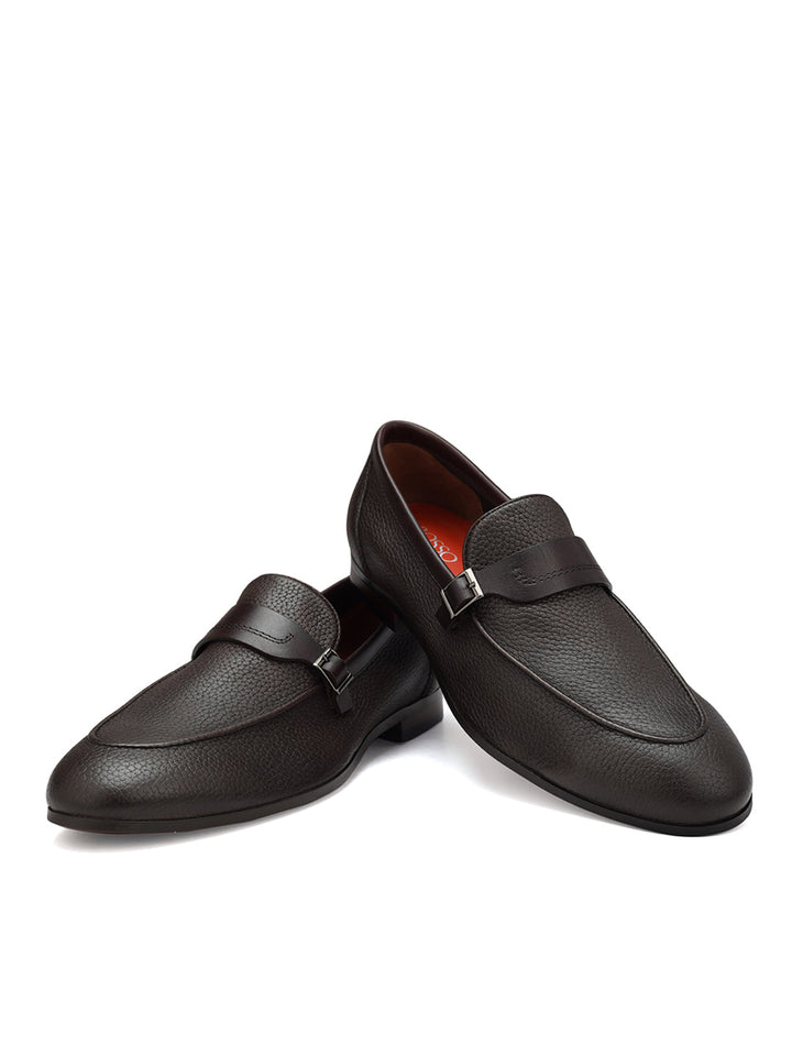 Coffee Loafers With Panel On Top