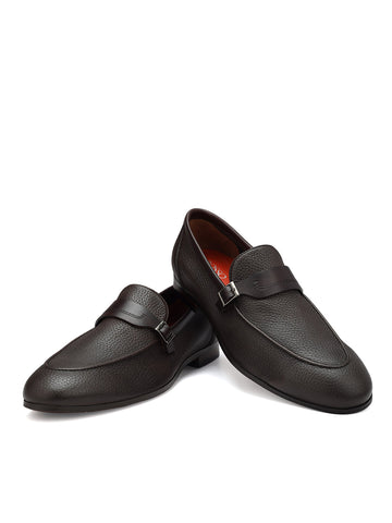 Coffee Loafers With Panel On Top