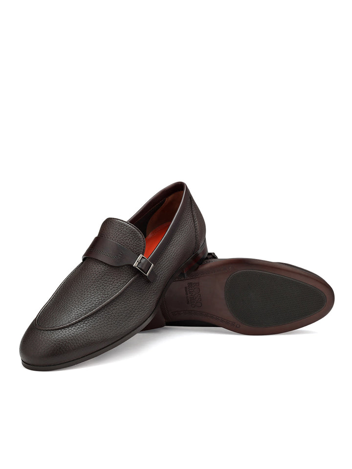 Coffee Loafers With Panel On Top