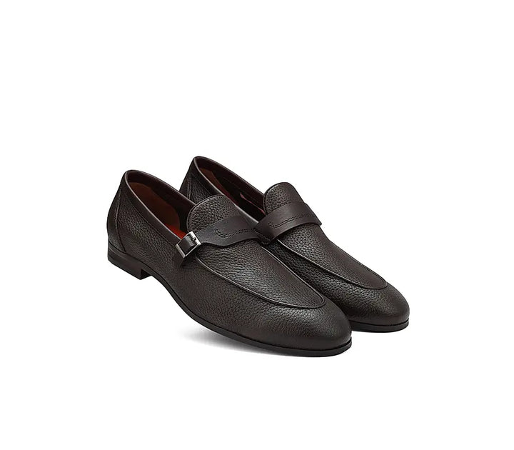 Coffee Loafers With Panel On Top