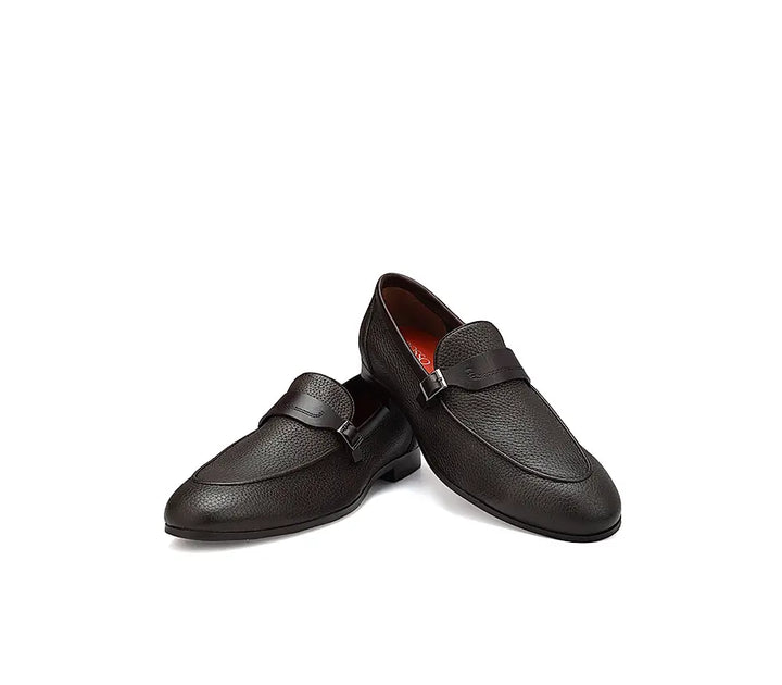 Coffee Loafers With Panel On Top