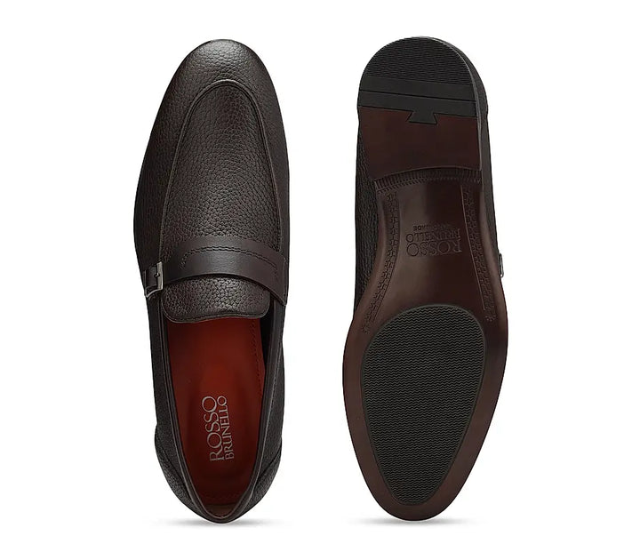 Coffee Loafers With Panel On Top