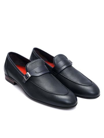Blue Loafers With Panel On Top