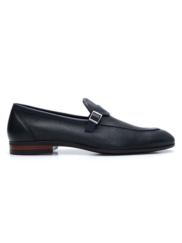 Blue Loafers With Panel On Top
