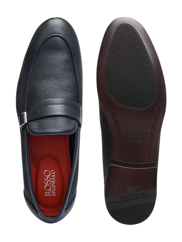 Blue Loafers With Panel On Top