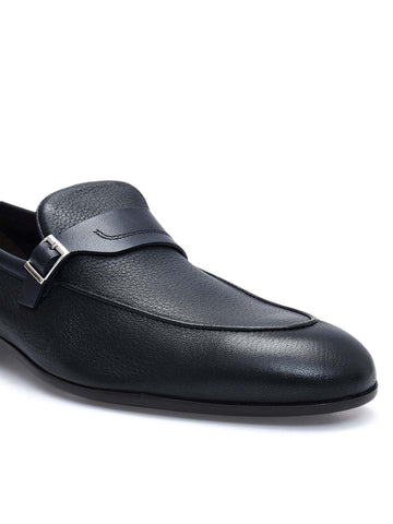 Blue Loafers With Panel On Top