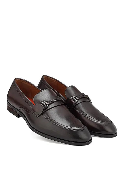 Coffee Plain Leather Loafers