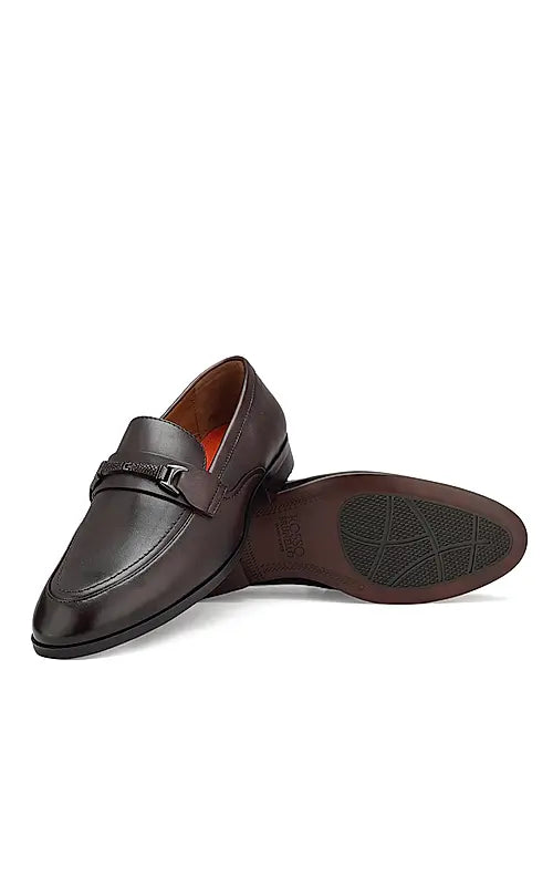 Coffee Plain Leather Loafers