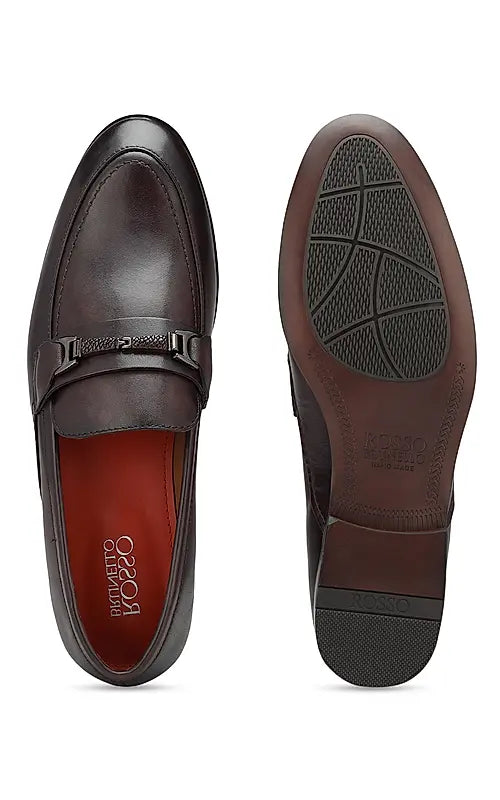 Coffee Plain Leather Loafers