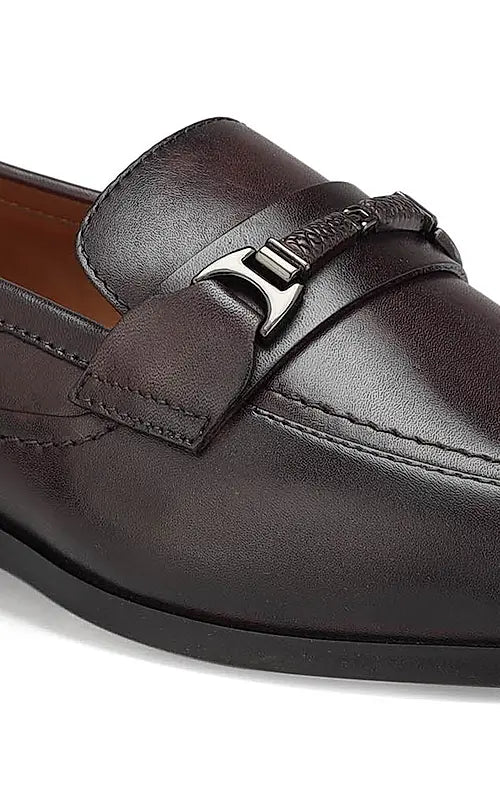 Coffee Plain Leather Loafers