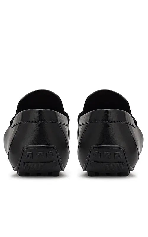 Black Leather Moccasins With Buckle