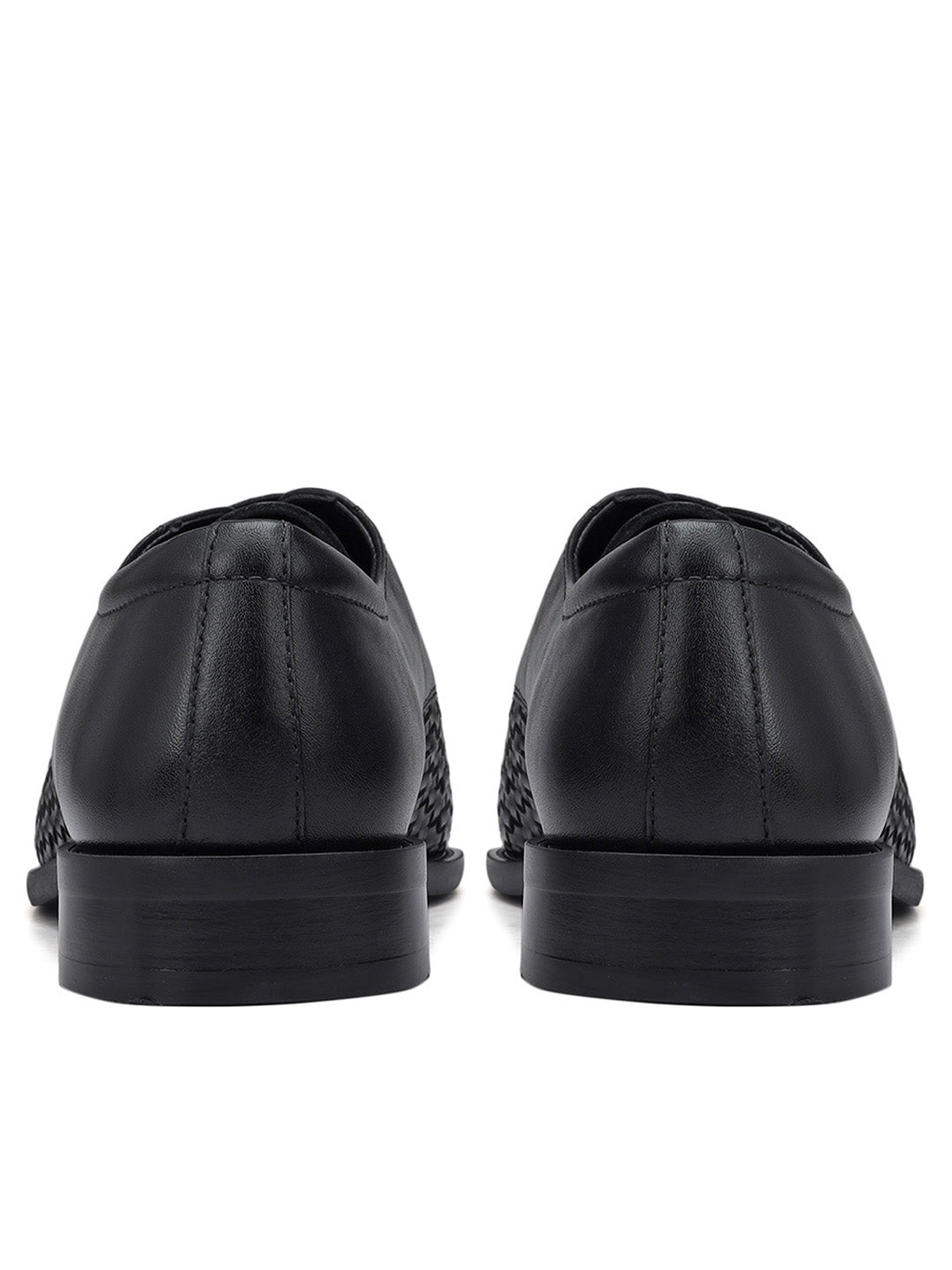 Black Textured Leather Lace Ups