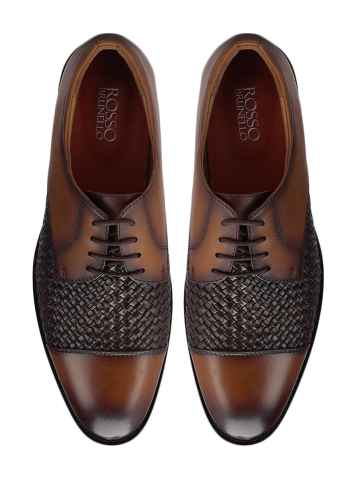 Tan Textured Leather Lace Ups