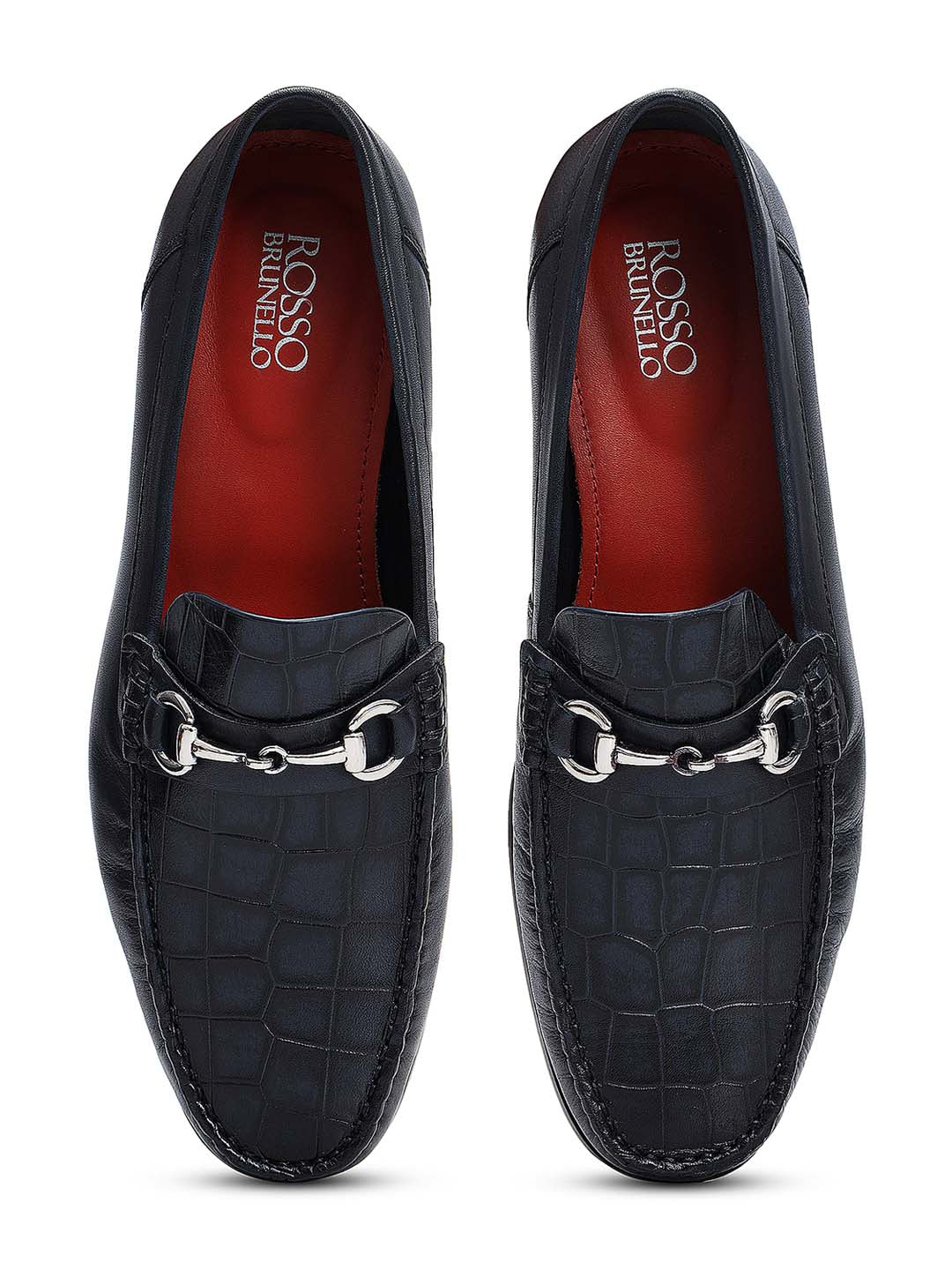 Blue Croco Textured Loafers