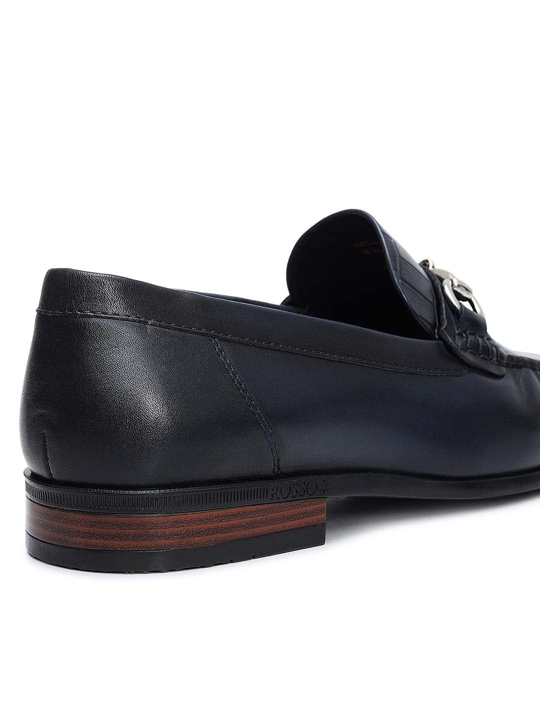 Blue Croco Textured Loafers