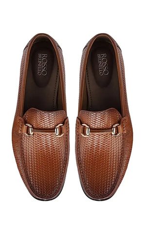Tan Textured Leather Loafers