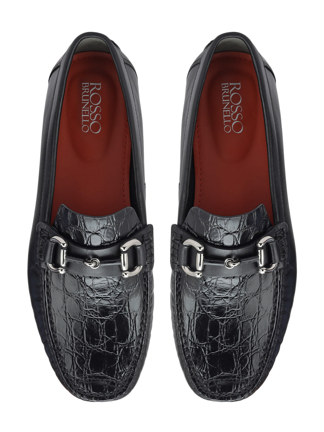 Black Croco Textured Moccasins