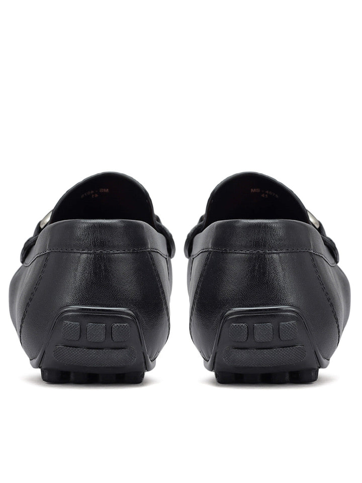 Black Croco Textured Moccasins