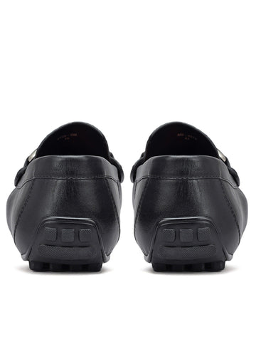 Black Croco Textured Moccasins