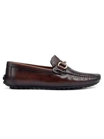 Coffee Croco Textured Moccasins
