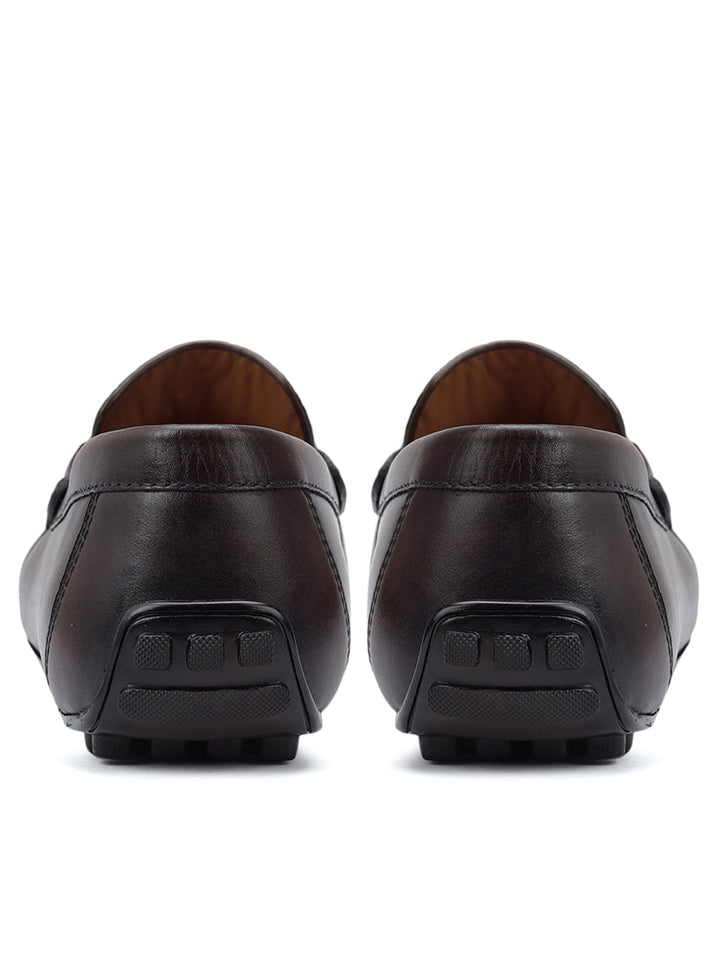 Coffee Croco Textured Moccasins