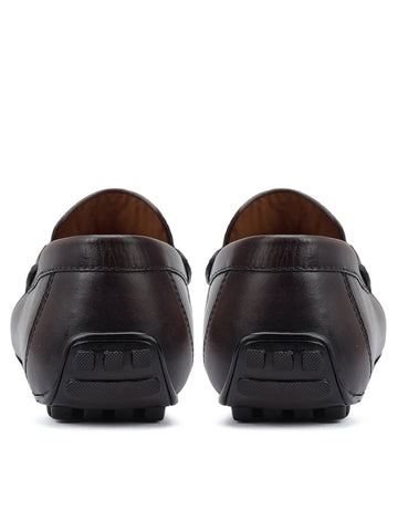 Coffee Croco Textured Moccasins