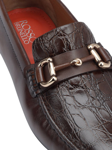 Coffee Croco Textured Moccasins