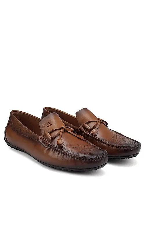 Tan Moccasins With Bow Detail