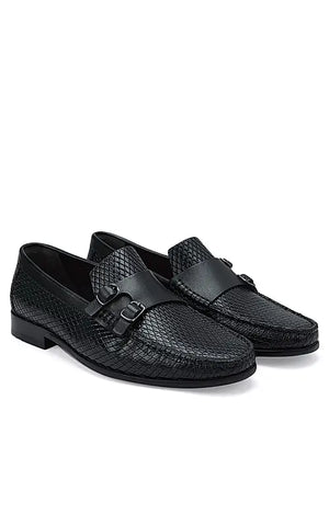 Black Monk Strap Style Moccasins