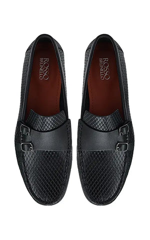 Black Monk Strap Style Moccasins