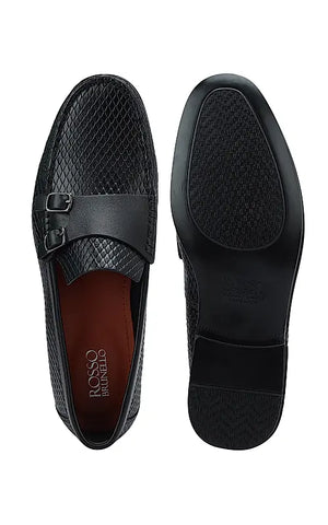 Black Monk Strap Style Moccasins