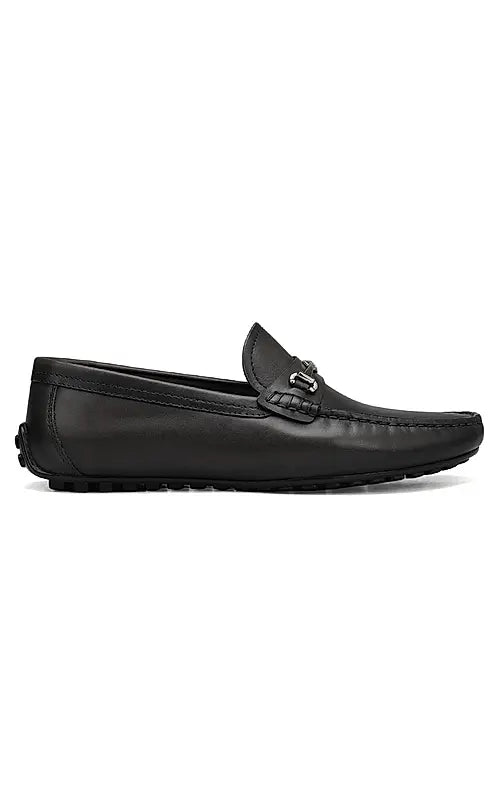 Black Leather Moccasins With Logo Buckle