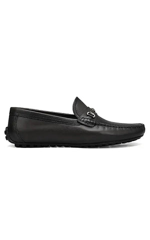 Black Leather Moccasins With Logo Buckle